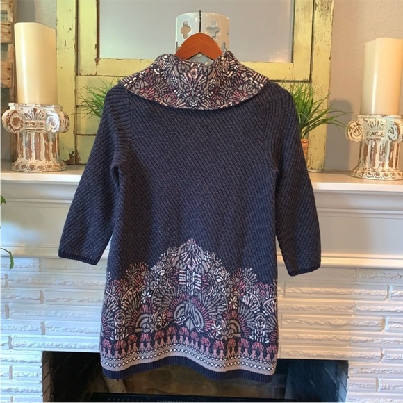 Anthropologie Moth Imperial Garden Wool Blend Cowl Neck Longline Cozy Sweater M - Picture 5 of 6